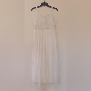Speechless Kids Formal White Embellished Sheer Overlay A-Line Maxi Dress